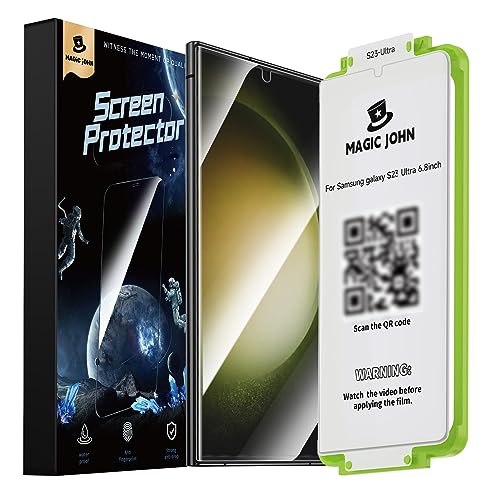 MAGIC JOHN 2 Pack Screen Protector for Samsung Galaxy S23 Ultra - Ceramic Film, Fingerprint ID Compatible, Easy Installation, Shock-Resistant, 3D Curved, Bubble Free