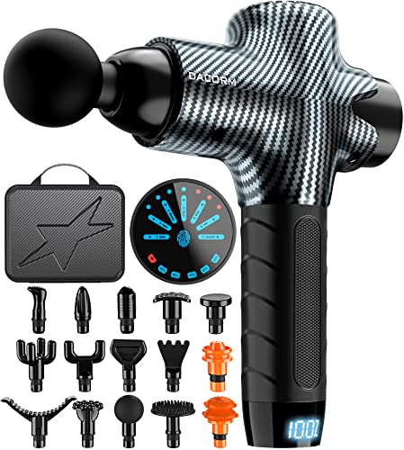 DACORM Massage Gun, Muscle Massage Gun Deep Tissue for Athletes, Portable Percussion Massager for Pain Relief - with 15 Massage Heads, Carbon