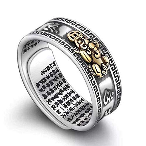 Adjustable FENG Shui PIXIU MANI Mantra Protection Wealth Ring
