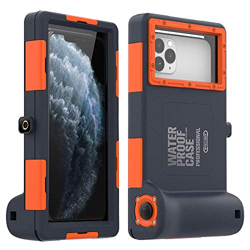 Universal Phone Waterproof Case for iPhone Samsung, Professional Underwater Photography Housings Case with Lanyard, 50ft Diving Case for Outdoor Surfing Swimming Snorkeling Photo Video Orange