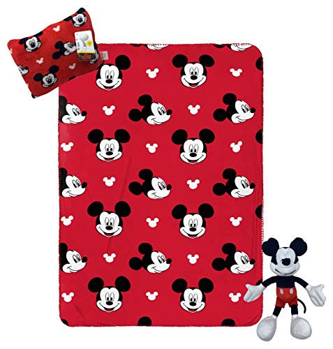 Jay Franco Mickey Mouse Kids Travel Set - Blanket, Pillow & Plush (Official Disney Product)