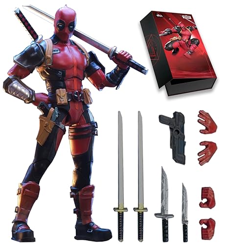 BANOBI 7 Inch Super War-Game Series Dead Pool Collectible Action Figure with Lots of Accessories,Exquisite Painting 20 Joints Movable Toy (1/10 Scale)