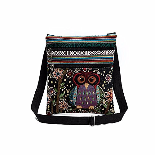Vielgluck_Bag Owl Messenger Bag for Women Tote Bag Embroidered Postman Package Fashion Ladies Satchel Hander Bag for Travel