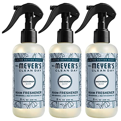 MRS. MEYER'S CLEAN DAY Room and Air Freshener Spray, Non-Aerosol Spray Bottle Infused with Essential Oils, Limited Edition Snowdrop, 8 fl. oz - Pack of 3