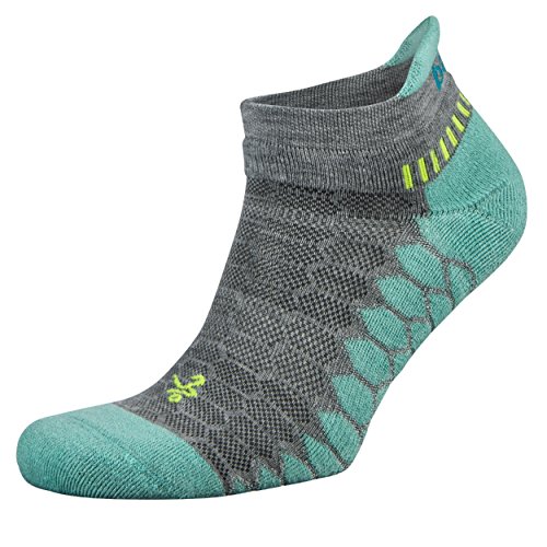 Balega Silver Compression Fit Performance No Show Athletic Running Socks for Men and Women (1 Pair), Midgrey/Aqua, Large