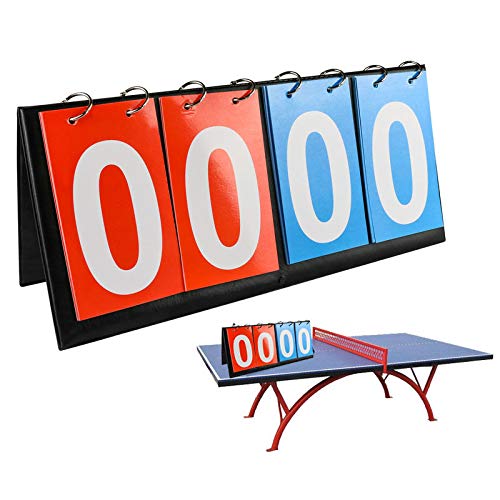 APORO 4-Digital Portable Table Top Scoreboard Flipper, Multi Sports Score Flip Scoreboard (0-99)