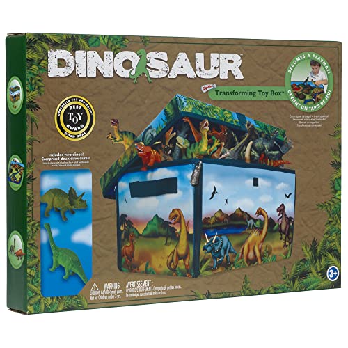ZipBin Large Dinosaur Transforming Toy Box With 2 Dinosaurs, 13.25 x 11.75 x 8 Inches Of Storage For Up To 160 Dinosaurs And Over 5 Sq Feet Of Playmat Space