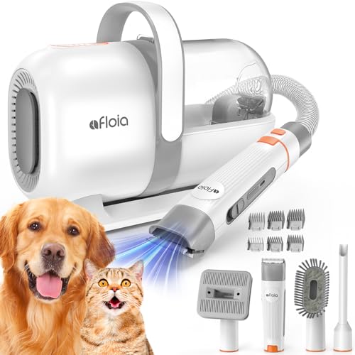 Afloia Dog Grooming Kit, Pet Grooming Vacuum & Dog Clippers & Dog Brush for Shedding with Vacuum Grooming Tools, Low Noise Dog Vacuum Hair Remover Pet Grooming Supplies