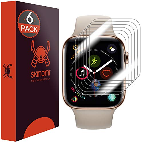 Skinomi TechSkin [6-Pack] (Slim Design) Clear Screen Protector for Apple Watch Series 4 (44mm) Anti-Bubble HD TPU Film
