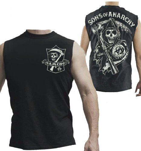 Sons Of Anarchy Men's Reaper Shield Muscle Tank Top, Black, M