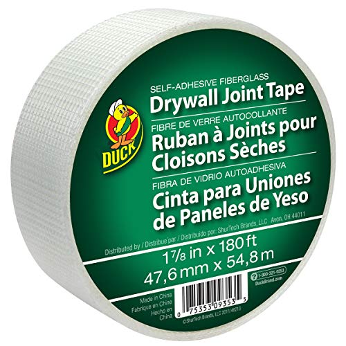 Duck Brand 1.88-Inch by 180 Feet Single Roll Self-Adhesive Fiberglass Drywall Joint Tape, White (282083)