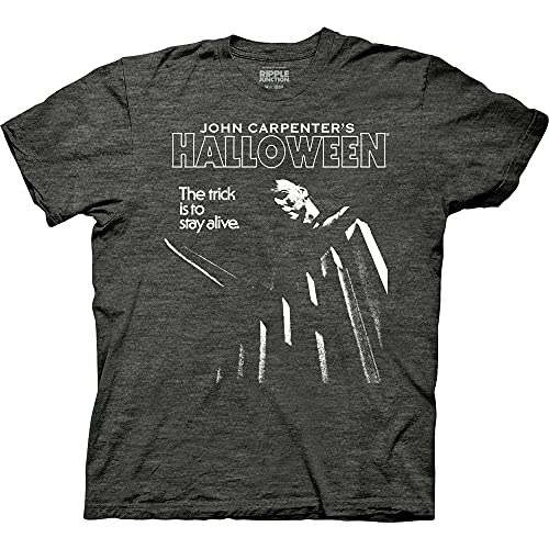 Ripple Junction Halloween Men's Short Sleeve T-Shirt Michael Myers The Trick is to Stay Alive Horror Movie XL HEA Charcoal