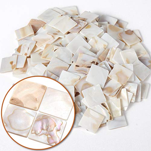 MDLUU 350Pcs Mother of Pearl Mosaic Tiles, Natural Shell Tiles, Square Mosaic Pieces for Home Decoration, Crafts, 0.8'(L) x 0.8'(W) x 0.078'(T)