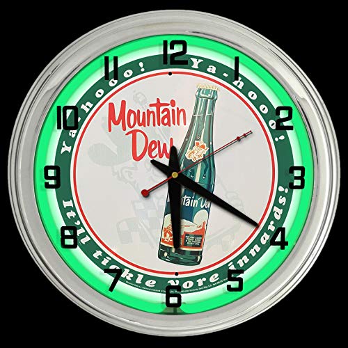 ELG Companies LLC 16' Mountain Dew Ya-Hooo! Sign Neon Clock Mt Dew It'l Tickle Your innards!