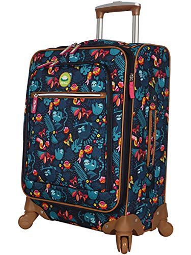 Lily Bloom Luggage Carry On Expandable Design Pattern Suitcase For Woman With Spinner Wheels (Sloth To Me Navy, 20in)