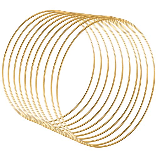 Sntieecr 10 Pack 12 Inch Large Metal Floral Hoop Wreath Macrame Gold Craft Hoop Rings for DIY Wedding Wreath, Dream Catcher, and Wall Hanging Craft
