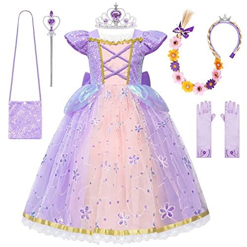 GRIVOS Little Girls Princess Dress up Costume Cosplay Fancy Halloween Christmas Party 4-9Y