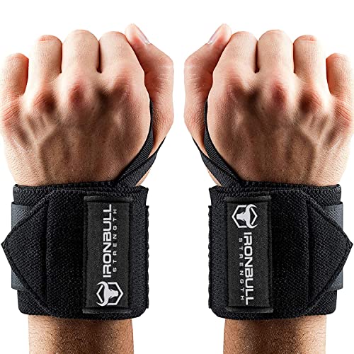 Wrist Wraps (18' Premium Quality) for Powerlifting, Bodybuilding, Weight Lifting - Wrist Support Braces for Weight Strength Training (Black)