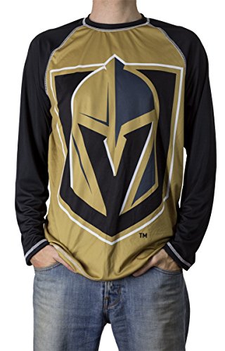 NHL Mens Long Sleeve Performance Active Wear Rash Guard Shirt (Medium, Vegas Golden Knights, m)