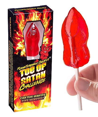 Flamethrower Candy Co Toe of Satan Lollipop One Pack Carolina Reaper Spicy Challenge