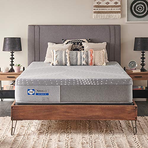 Sealy Posturepedic 12' Spring Tight Top Mattress with Cooling Air Gel Foam, Hybrid Spring Mattress with Targeted Body Support, White, Queen