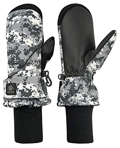 N'Ice Caps Kids Waterproof Snow Mittens - Thinsulate Boys Girls Cold Weather (Black/Grey Dots, 6-8 Years)