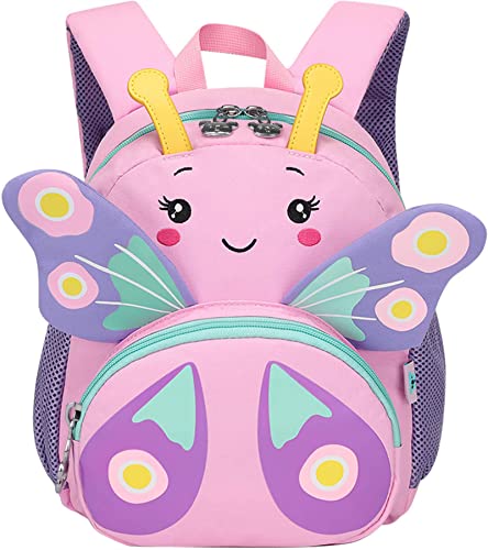 CAMTOP Cute Kids Toddler Backpack Girls Small 3D Cartoon School Bookbags Age 1-3 Daycare Nursary Travel Bags (Butterfly-Pink)