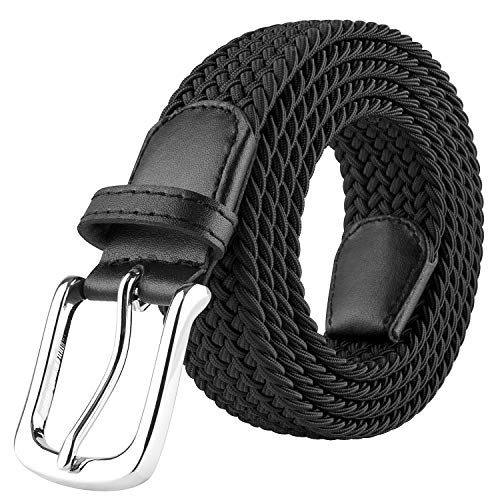 JUKMO Elastic Braided Belt, Stretch Woven Belt in Gift Box (Black, Medium)