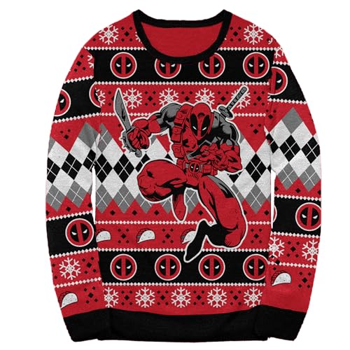 Deadpool Marvel Comics Holiday Christmas Sweater Licensed (XX-Large) Red