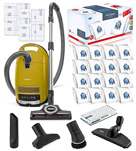 Miele Complete C3 Calima Canister HEPA Vacuum Cleaner + STB 305-3 Turbobrush Bundle - Includes Performance Pack 16 Type GN AirClean Genuine FilterBags + Genuine AH50 HEPA Filter