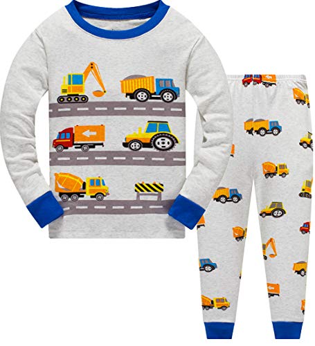 Boys Pajamas Truck 100% Cotton Construction Pjs Toddler 2 Piece Long Sleeve Sleepwear Kids Christmas Clothes Set 3t