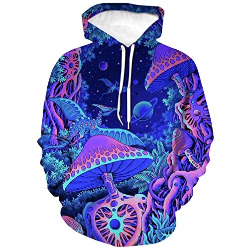 Fiswaki Men's Psychedelic Hoodie 3D printing tie-dye cool pullover hoodies ,Multicolor1,2XL