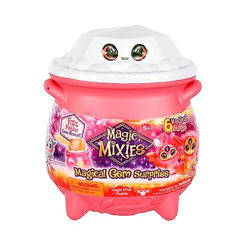Magic Mixies Magical Gem Surprise Fire Magic Cauldron - Reveal a Non-Electronic Mixie Plushie and Magic Ring with a pop up Reveal from The Fizzing Cauldron Medium