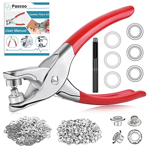 803Pcs Grommet Tool Kit 6mm 1/4 Inch(Inside Hole Size) Eyelet Kit with 400Pcs Eyelets Grommets, 400Pcs Washers and Grommet Eyelet Pliers for Leather/Belt/Shoes/Crafts