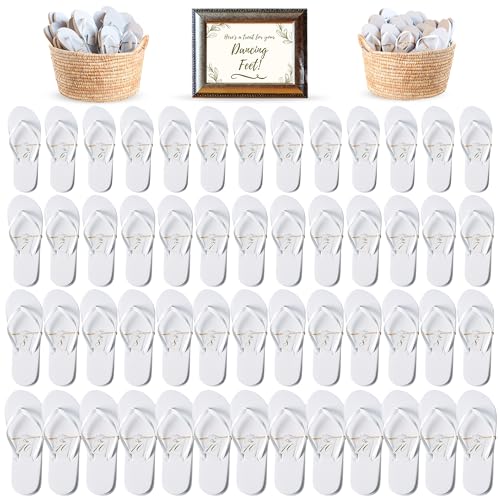 Orca Bulk Flip Flops For Wedding Guests (WHITE) | 52 Pack Wholesale Wedding Sandals