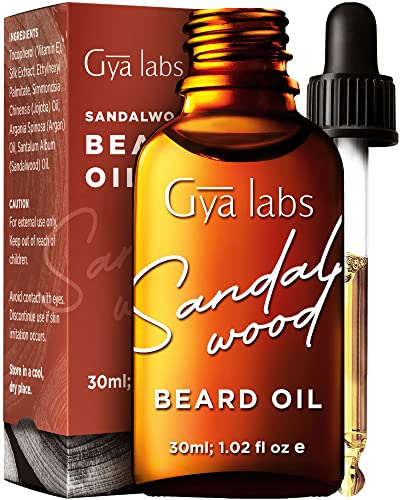 Gya Labs Sandalwood Beard Oil - Natural Beard Growth Oil for Men with Organic Argan & Jojoba Oil - Beard Oil that Moisturizes, Softens & Strengthens (1 Fl Oz)