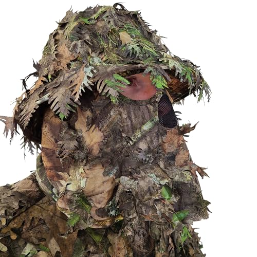Mossy Oak NWTF Obsession Camo Face Mask Leafy Bucket Hat for Turkey Hunting Leafy Suits Camo Gear (Adjustable OSFM)