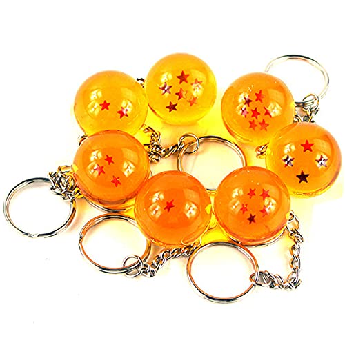7Pack Dragon Ball Star Acrylic Keychains,Resin Hanging Pendant Transparent Balls Keyring,7 Stars Anime Crystal Ball KeyChains Pendant Anime Collectibles Ideal Gift for Kids Bday Gift DBZ Fun