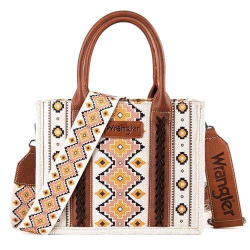 Wrangler Purse for Women Boho Aztec Tote Bag Hobo Shoulder Top Handle Handbags with Wide Guitar Strap Fall Collection Gift XY6 WG2202-8120SCF