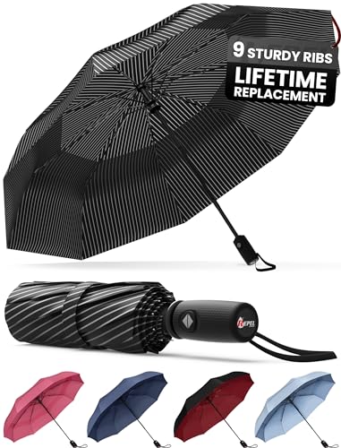 Repel Umbrella Large Golf Umbrellas for Rain Windproof - Automatic Open & Close, Heavy Duty Reinforced Fiberglass Frame - Portable, Folding, Compact Umbrella for Travel - All-Weather Strong Umbrella