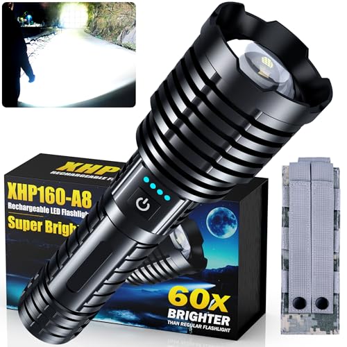 [Upgraded Version] Super Bright Rechargeable LED Flashlights，True 1200000 High Lumens, Powerful Tactical Flashlight Up to 25H Long Battery Life |Zoomable|5Light Modes|IP67 Water Resistant for Camping