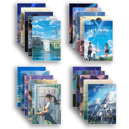 SoulAbiti set of 20 Anime Posters (Your name, Suzume, Weathering with You) Kimi no Na wa, suzume no tojimari posters with Double sided tape A4 size Multicolor