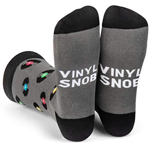 Lavley - Nerd Socks - Funny Gifts for Book Lovers, Music Lovers, Men and Women (US, Alpha, One Size, Regular, Regular, Vinyl)