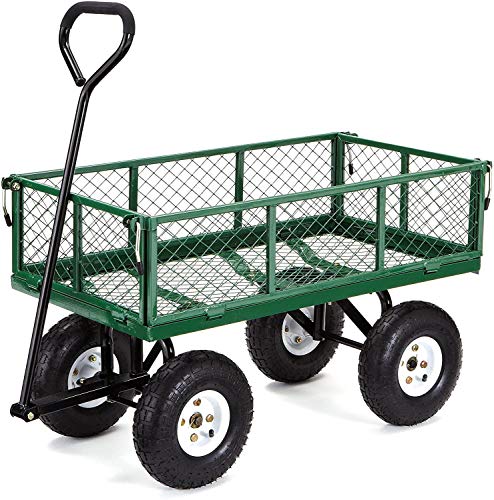 Gorilla Carts GOR400-COM Steel Garden Cart, Steel Mesh Removable Sides, 3 cu ft, 400 lb Capacity, Green