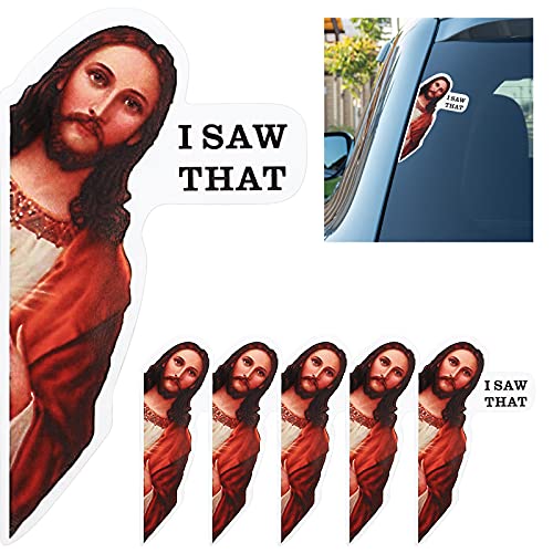 6 Pieces Jesus I Saw That Sticker Vinyl Stickers for Car Vehicle Truck Window Laptop Skateboard Water Bottle Guitar, 6 Inch (Regular Color,)