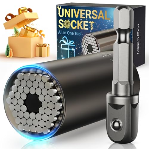 Super Universal Socket Gifts for Men - Tools Father's Day Gifts from Daughter Wife Son Him Her Adults Grip Socket Set with Power Drill Adapter(7-19mm) Cool Gadgets for Dad Husband Who Have Everything