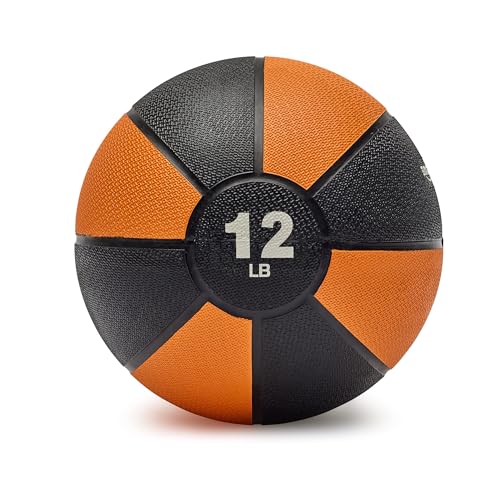 Amazon Basics Weighted Medicine Ball for Workouts Exercise Balance Training, 12 pounds, Orange/Black