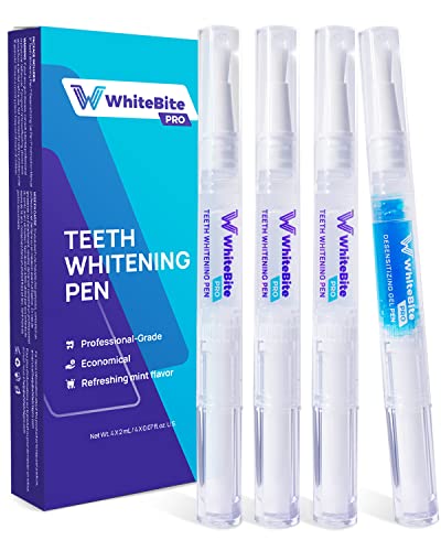 Whitebite Pro Teeth Whitening Pen with Remineralization Pen (4 Pcs), Effective, Painless, No Sensitivity, Travel-Friendly, Beautiful White Smile, Mint Flavor
