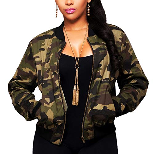 Sexycherry Faddish Military Casual Camouflage Lightweight Thin Short Jacket Coat For Women,Camouflage,X-Large