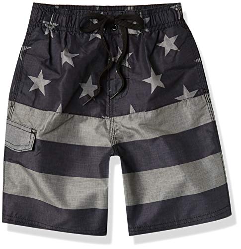 Kanu Surf boys Echo Quick Dry Upf 50+ Beach Swim Trunks, Flag Ii Black, 10 12 US